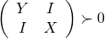 \left(\begin{array}{cc}Y&I\\I&X\end{array}\right)\succ0