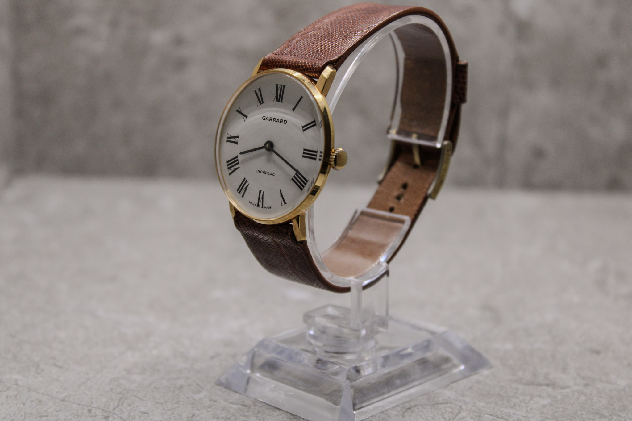 Garrard Incabloc vintage gold plated wristwatch isabelleandgeorgefinewatches