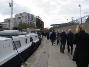 Delegates at ISCP Congress, October 2018, attending an ecopsychology 'walk and talk' mini-skills coaching session along the canal