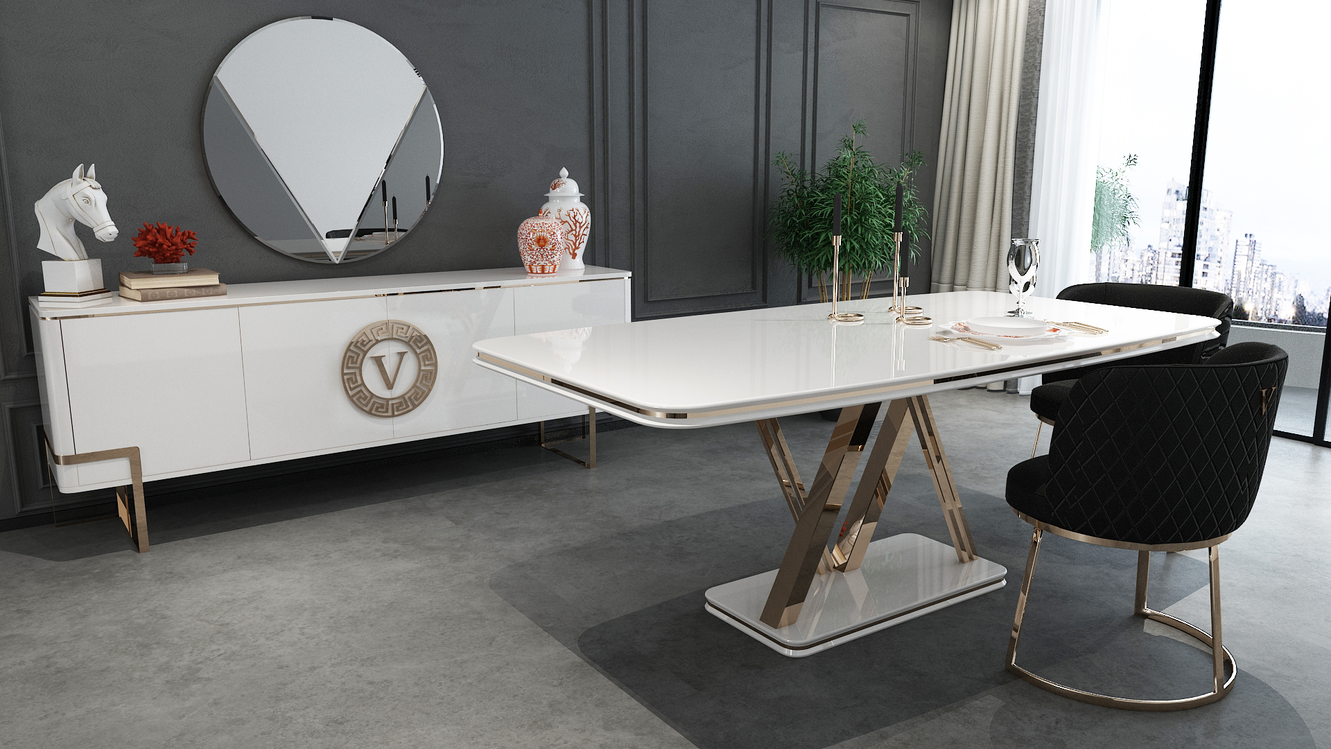VERSACE Spisebord inkl. 6 stole - Istikbal Mobler