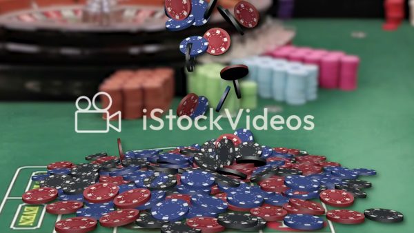 Casino chips falling on table 4K