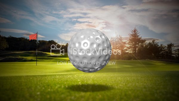 Golfboll rotating in scenery in 4K