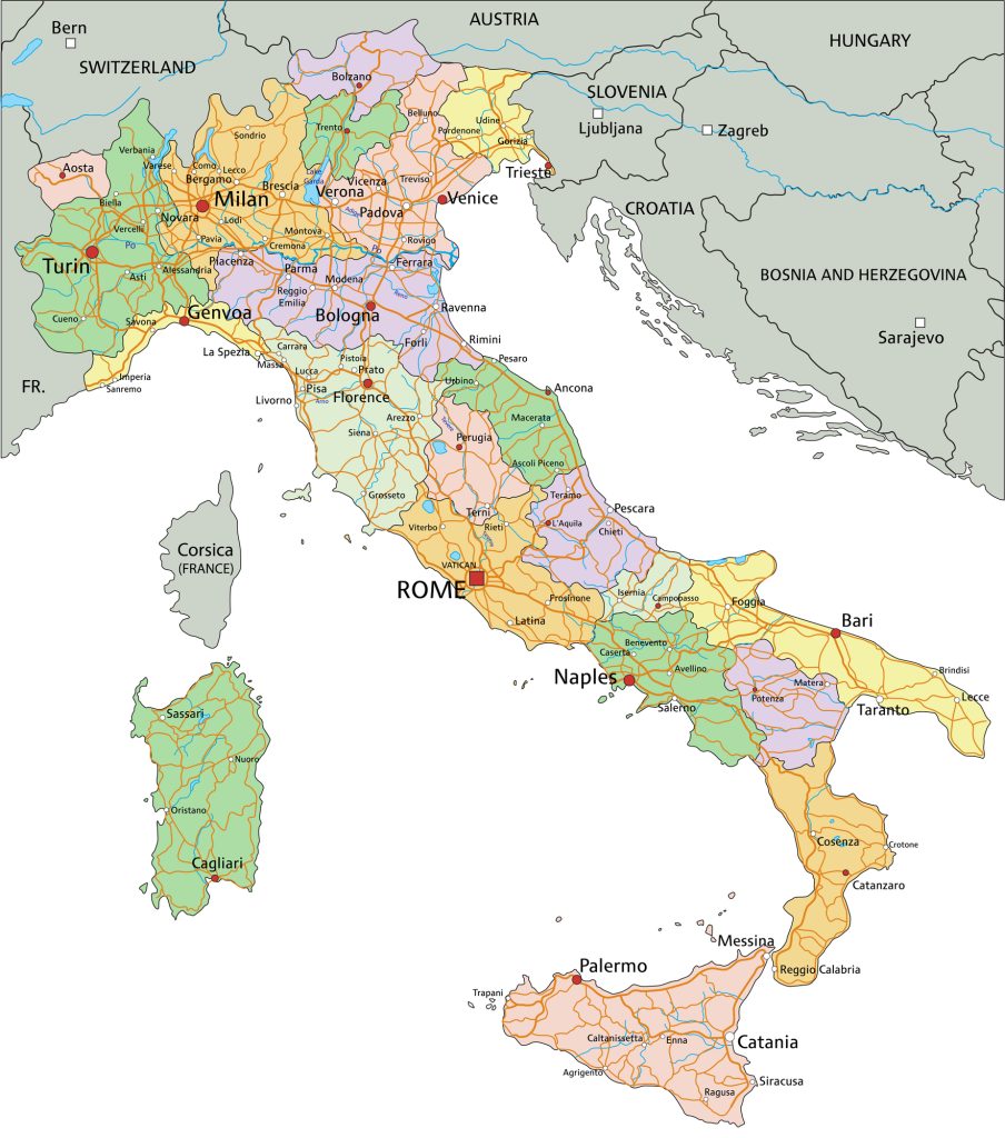 map of italy with cities
