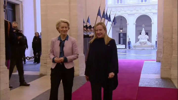 Meloni incontra Von der Leyen a Palazzo Chigi