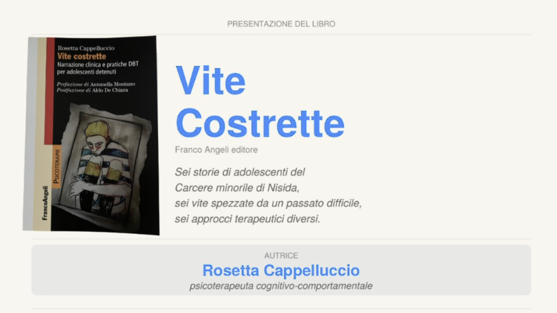 Libri/ “Vite Costrette” di Rosetta Cappelluccio lunedi 27 luglio a Maratea