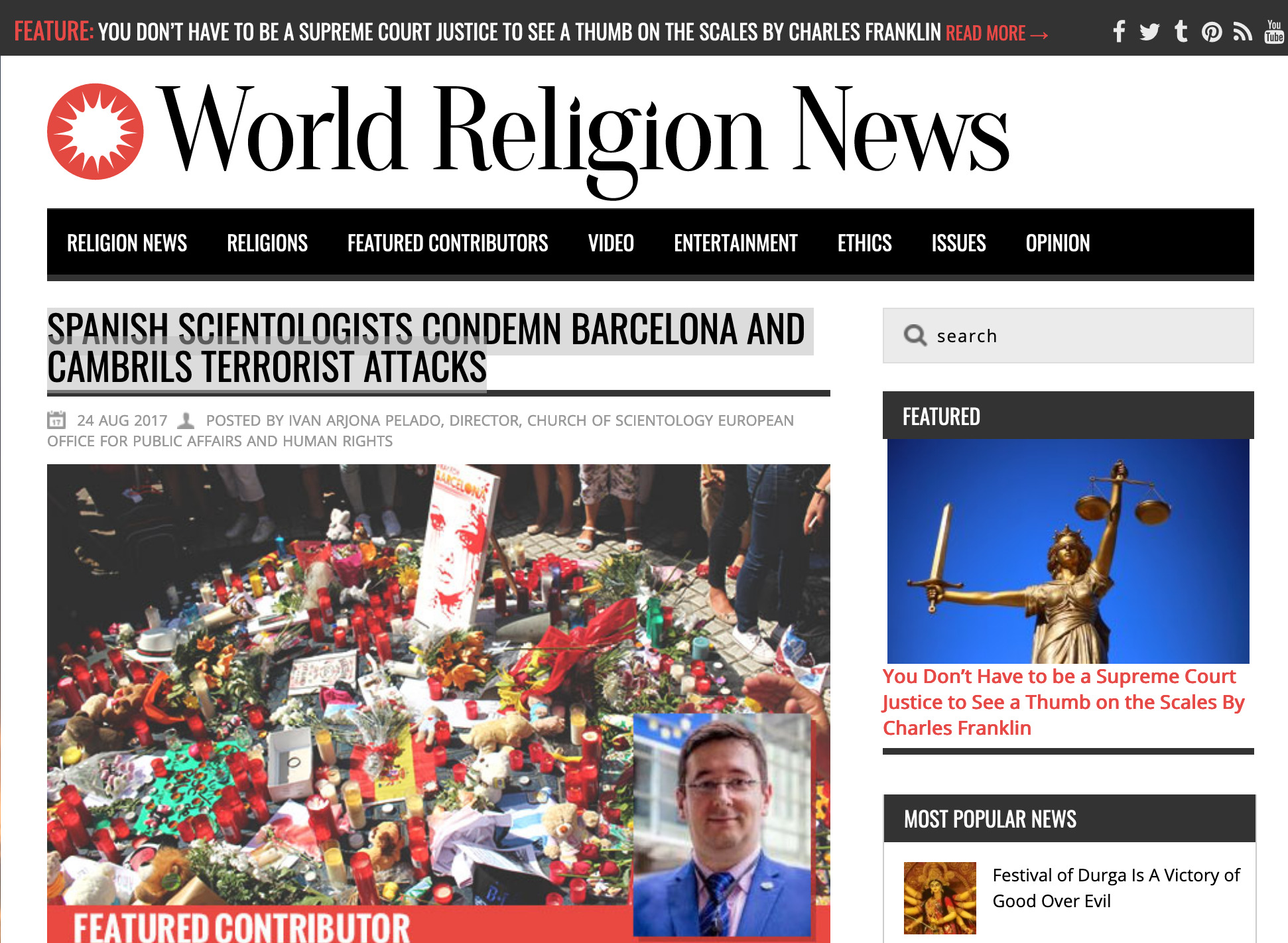 Spanish Scientologists Condemn Barcelona and Cambrils Terrorist Attacks - World Religion News