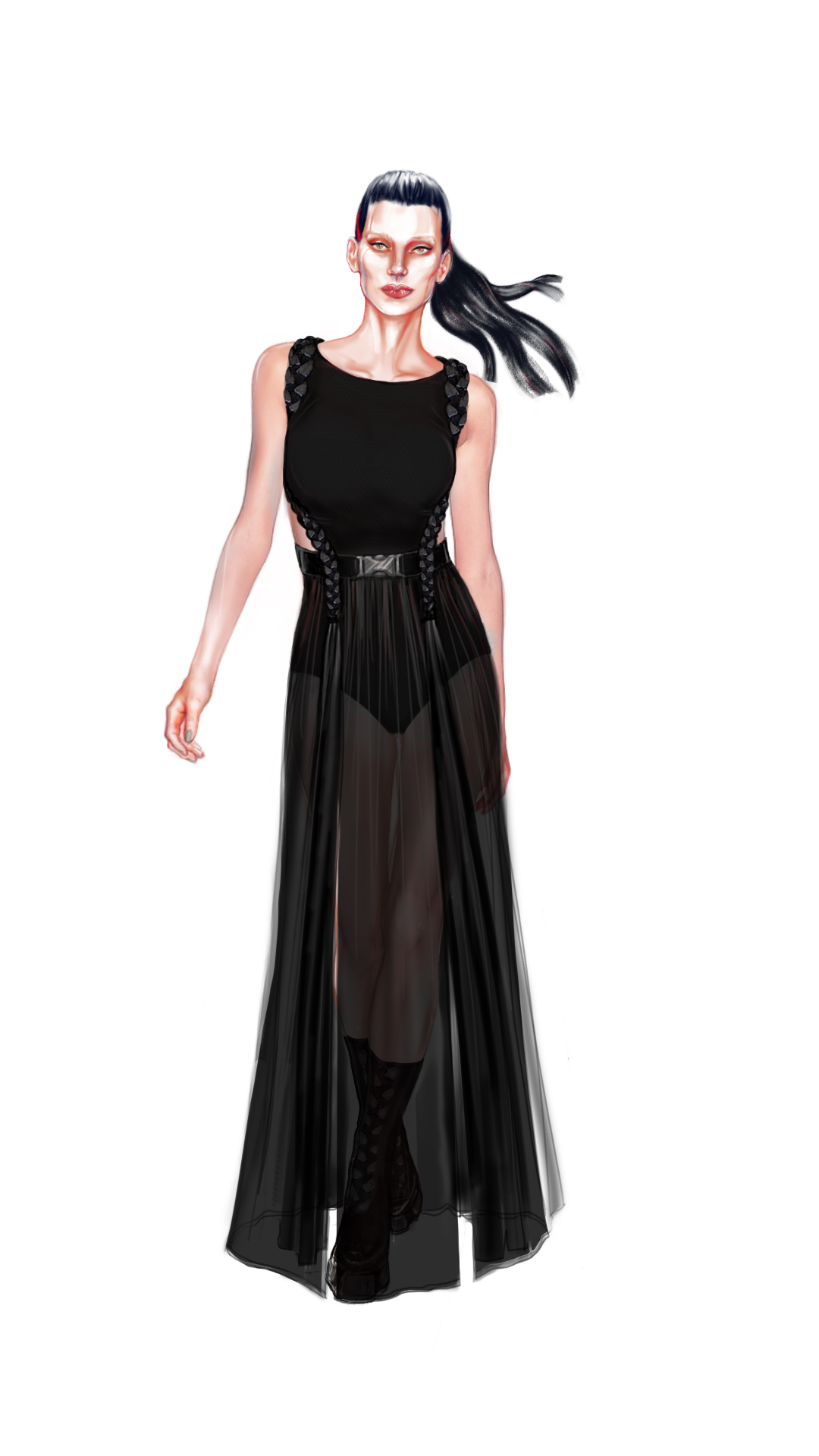 Iva Sokovic Braided Black Maxi Dress V1