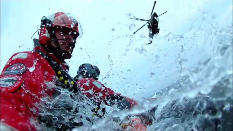 Helicopter rescue swimmer