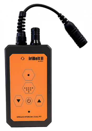 iriBelt 3 III waterproof intercom solutions by IWCS dual PTT push press to talk wired to wireless headset conversion iriComm 4.0 iriInsert pigtail cable antenna volume controle