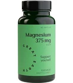 Great Earth Magnesium 375mg 60 capsules - Made in Sweden.