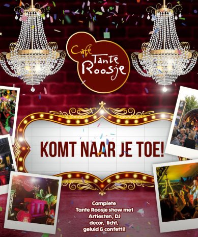 Cafe-Tante-Roosje-Poster-boeken bij J-Music Tante-Roosje--On-Tour-Boeken-Bij-J-Music-Events-Entertainment