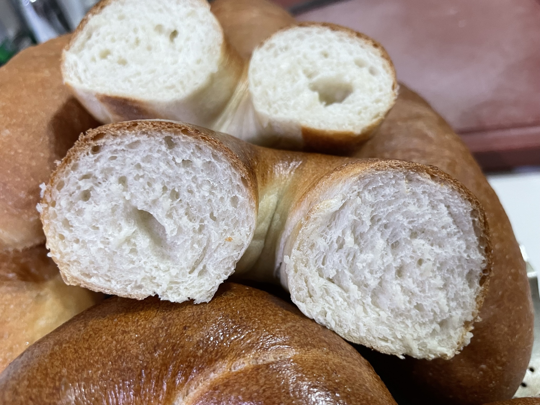A closer look on this soft and chewy Japanese bagel at my new bakery