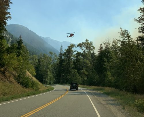 heli above the road