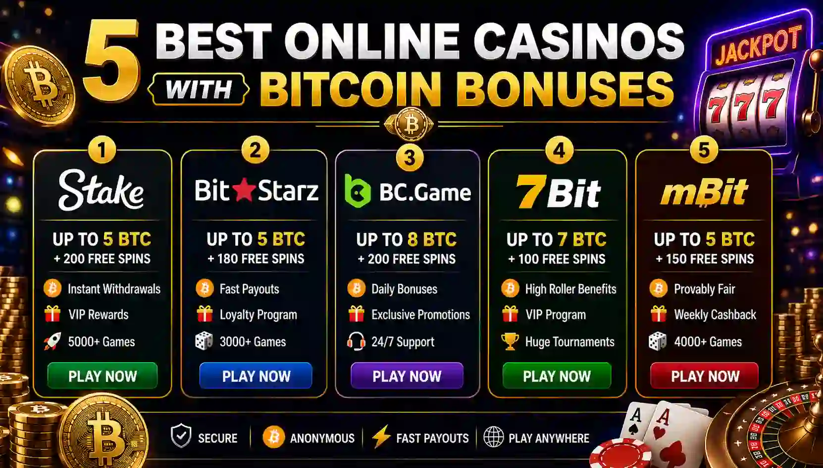 5 Best Online Casinos with Bitcoin Bonuses