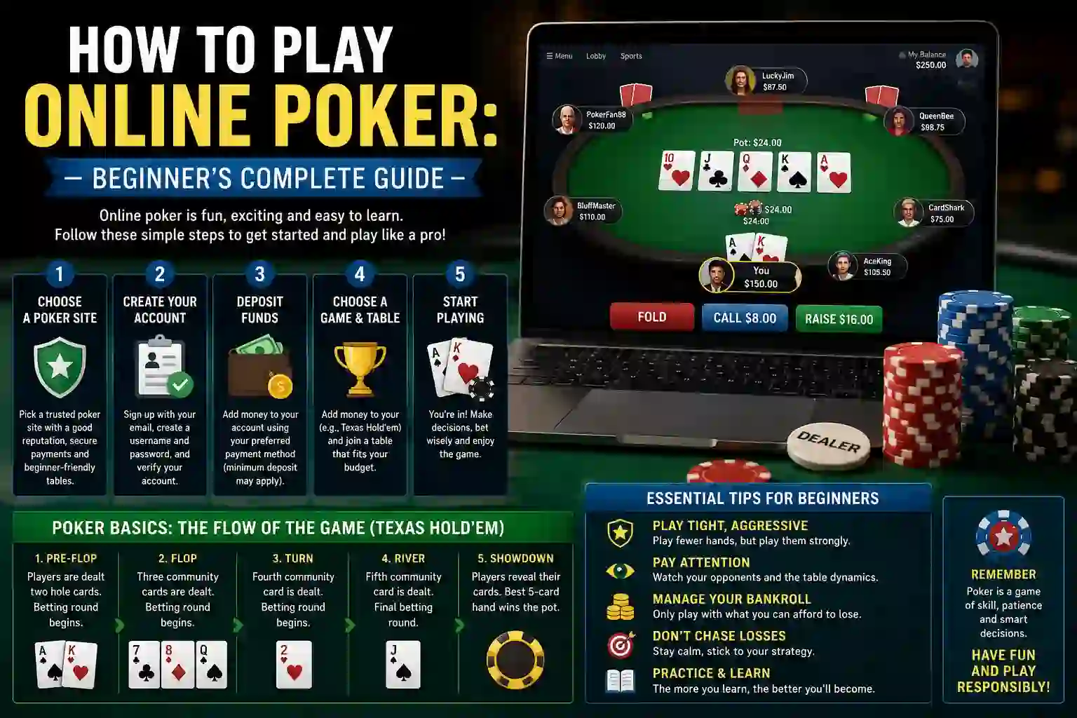 How to Play Online Poker: Beginner's Complete Guide