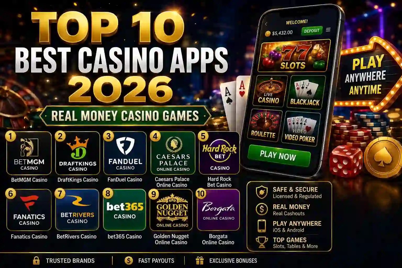 Top 10 Best Casino Apps 2026 | Real Money Games
