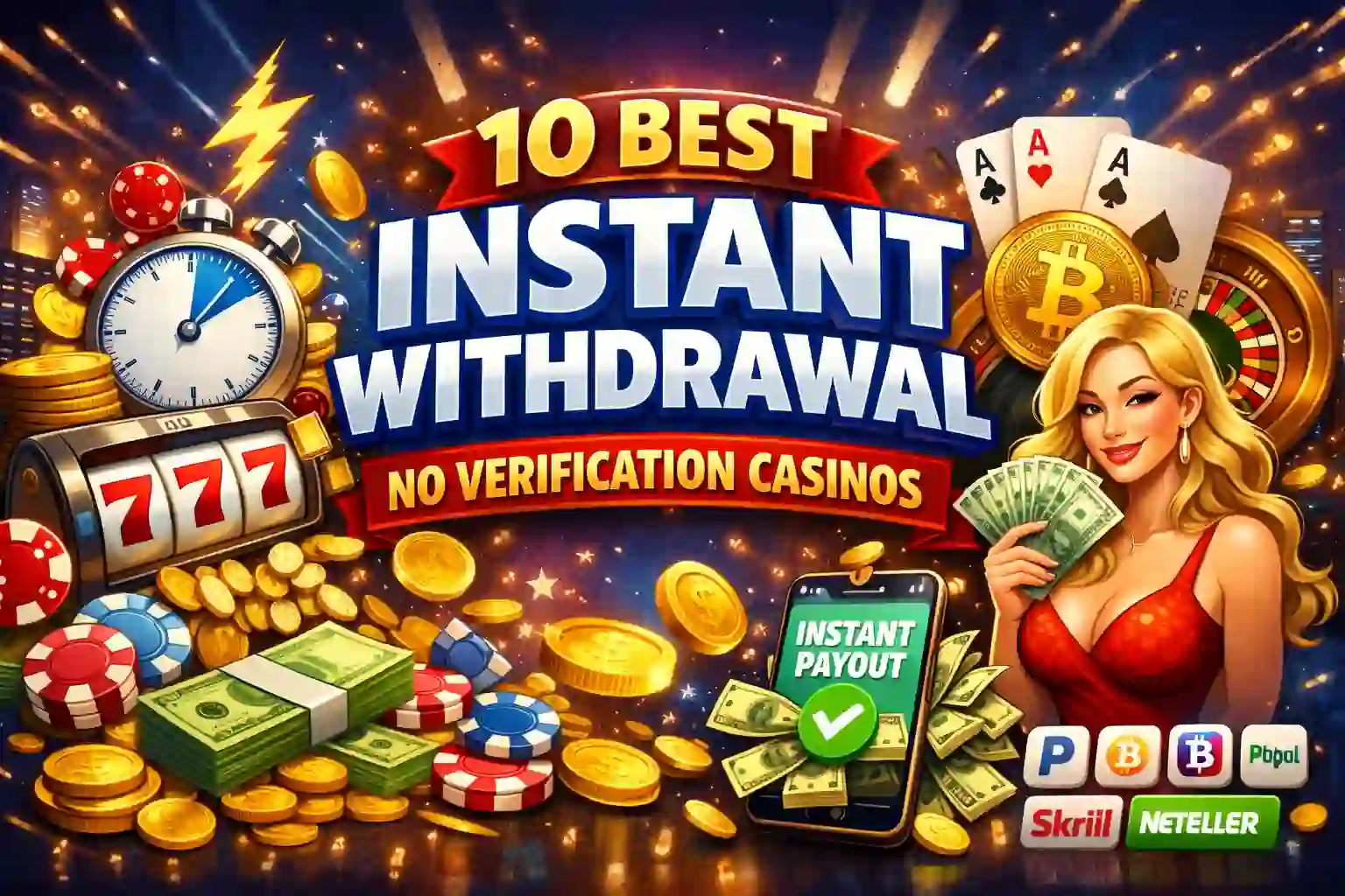10 Best Instant Withdrawal No Verification Casinos
