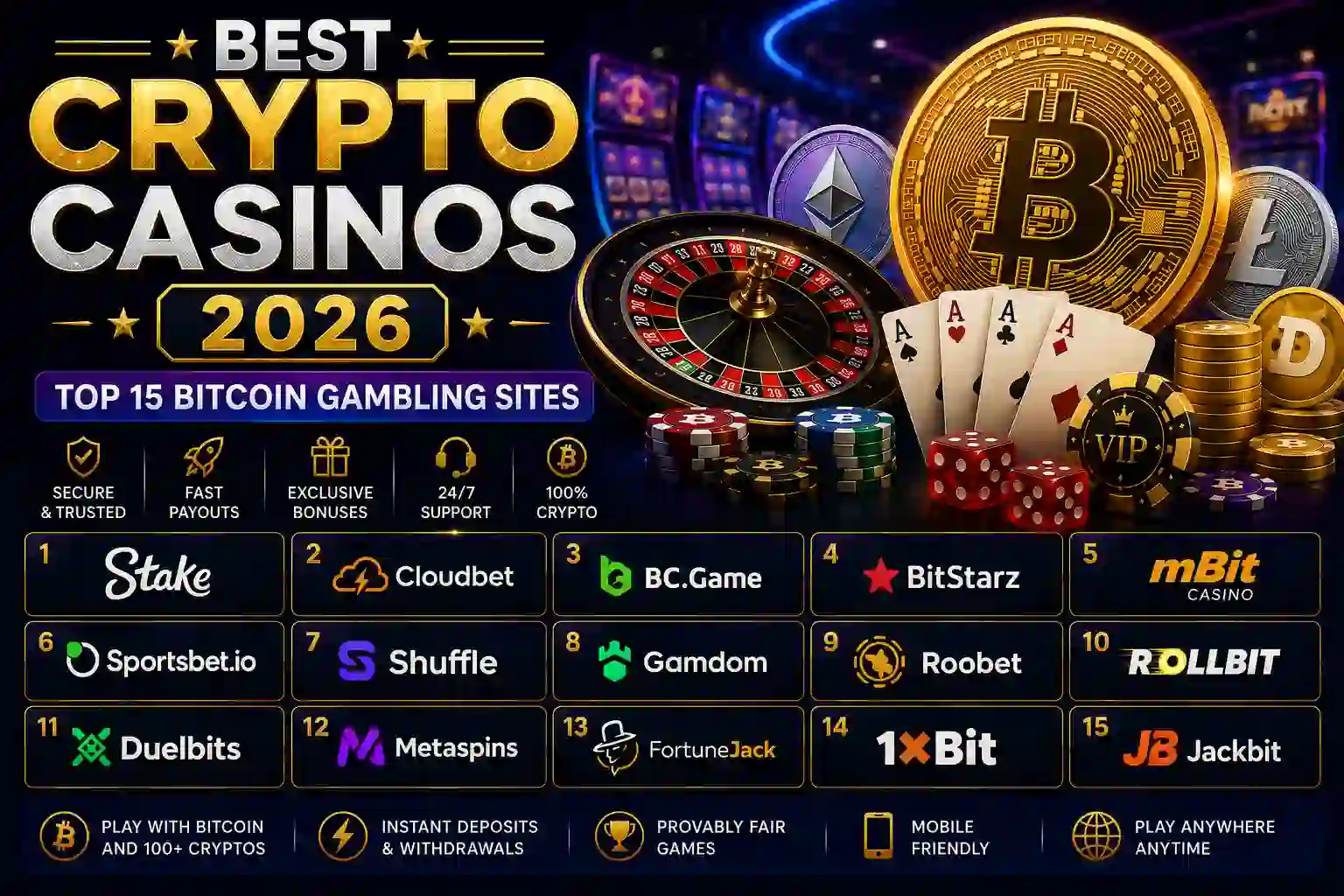 Best Crypto Casinos 2026: Top 15 Bitcoin Gambling Sites