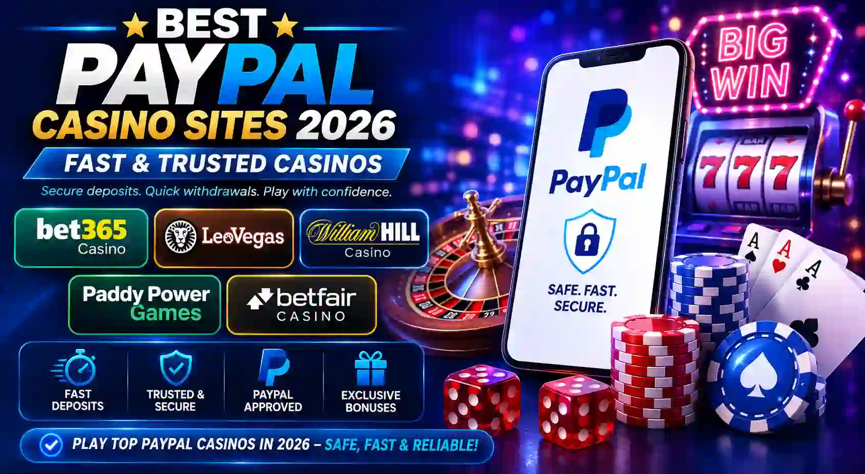 Best PayPal Casino Sites 2026 – Fast & Trusted Casinos