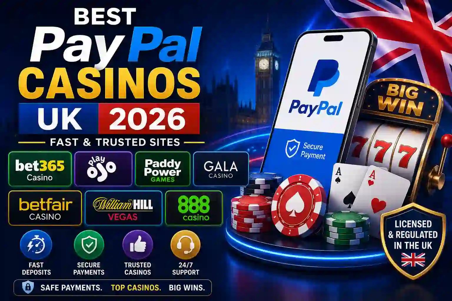 Best PayPal Casinos UK 2026 – Fast & Trusted Sites