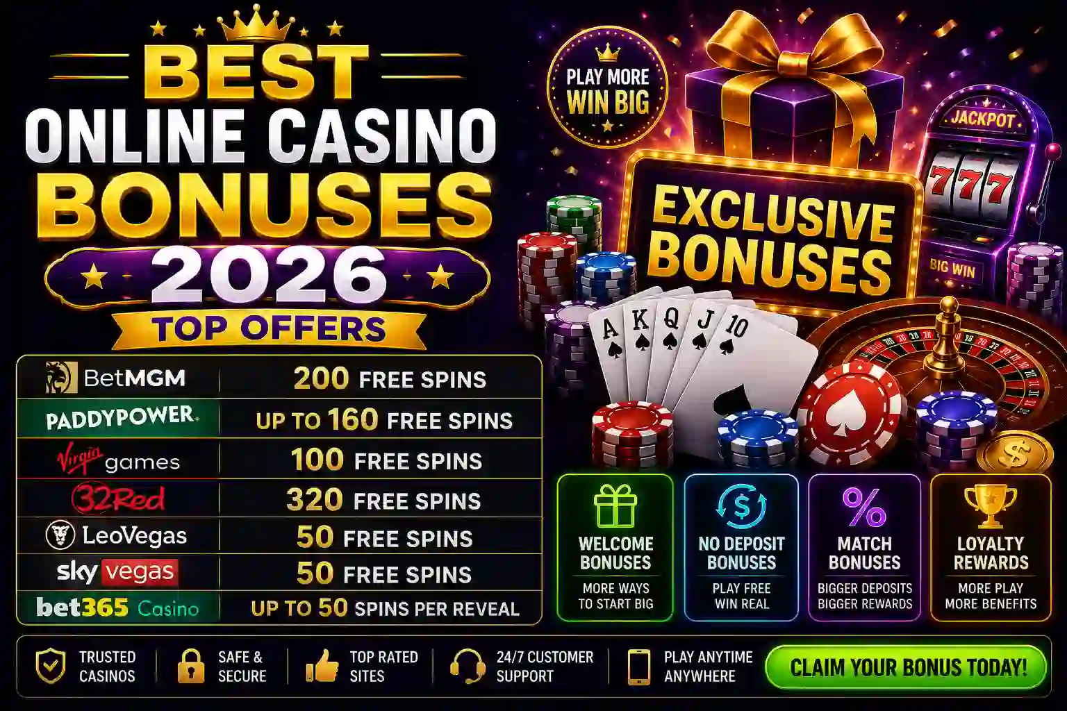 Best Online Casino Bonuses 2026 – Top Offers