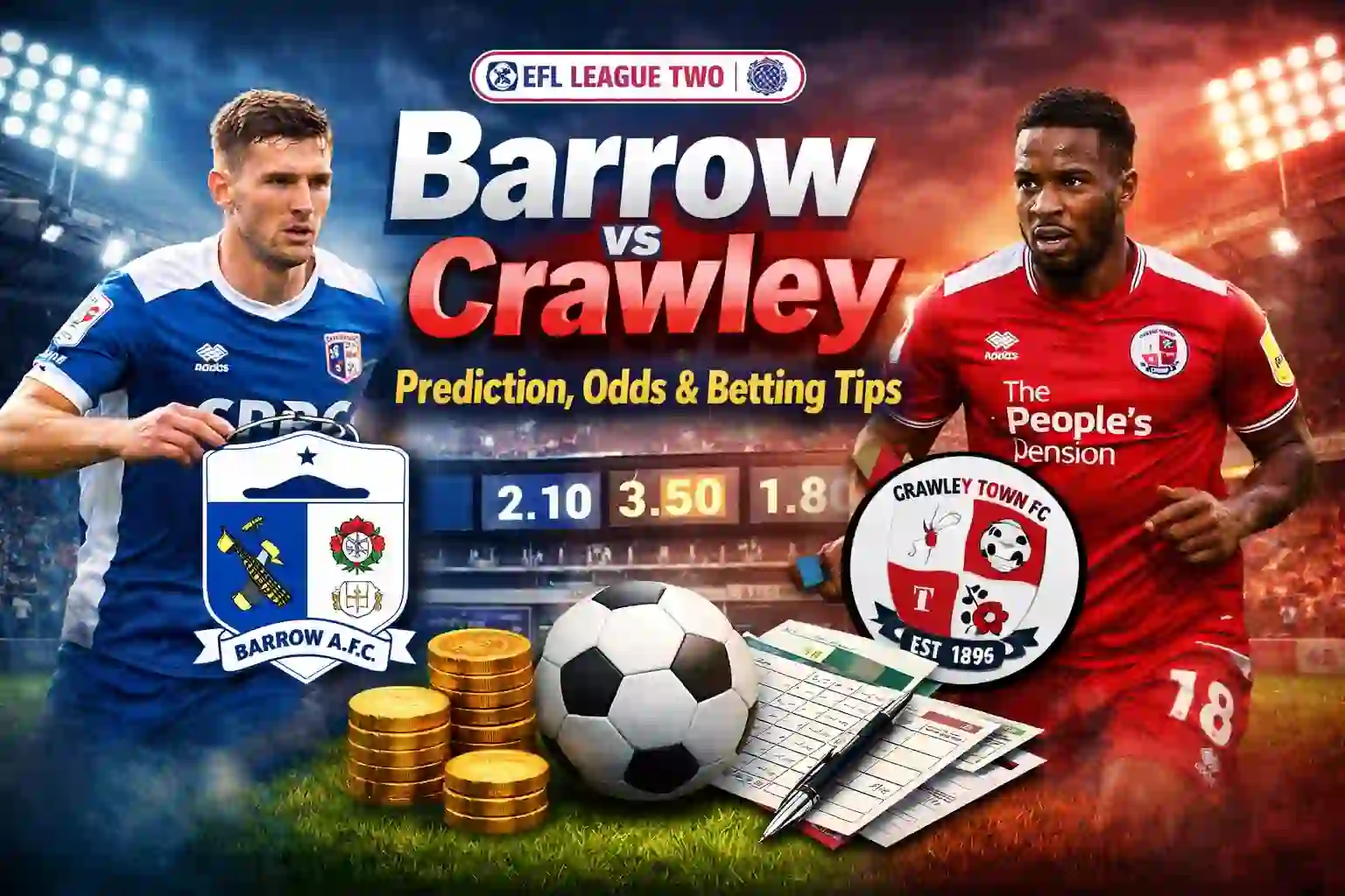 Barrow vs Crawley Prediction, Odds & Betting Tips