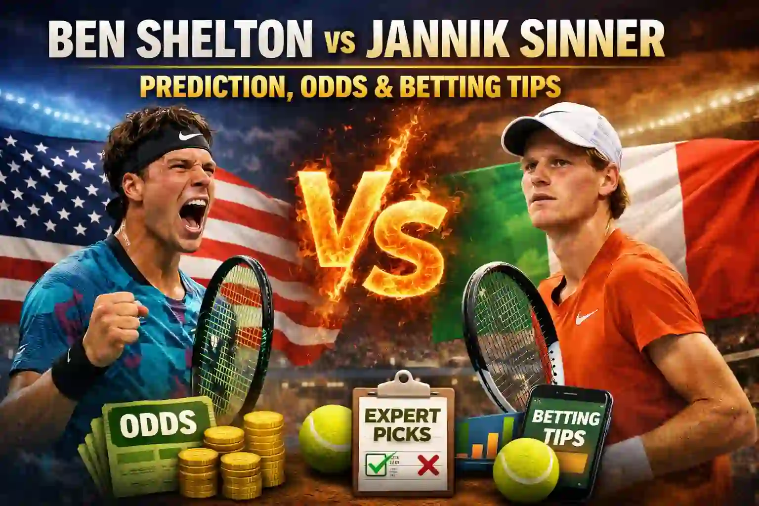 Ben Shelton vs Jannik Sinner Prediction, Odds & Betting Tips
