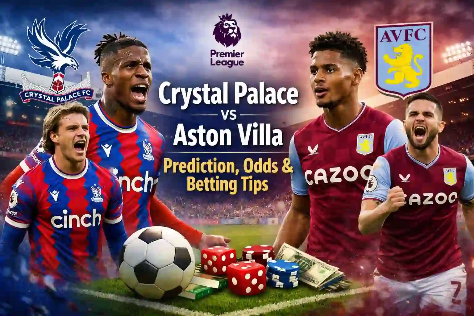 Crystal Palace vs Aston Villa Prediction, Odds & Betting Tips