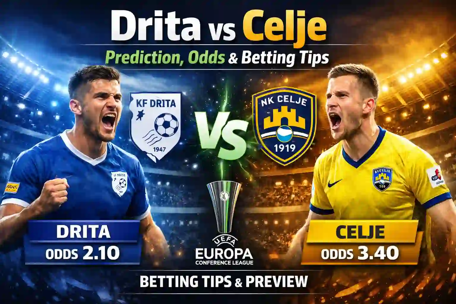Drita vs Celje Prediction, Odds & Betting Tips