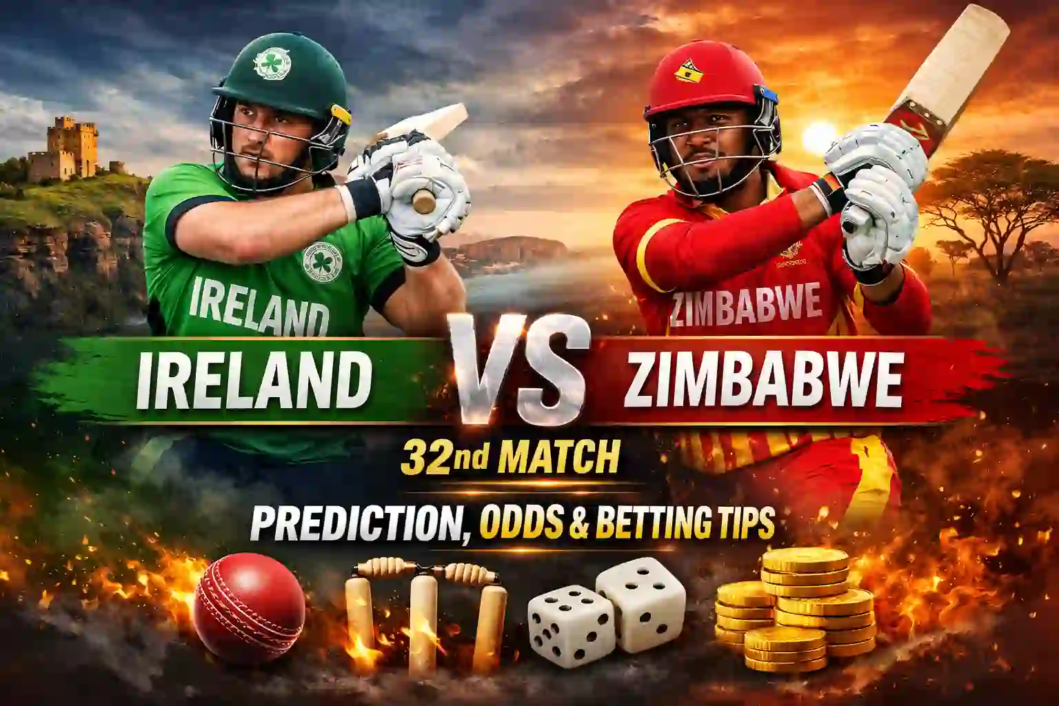 Ireland vs Zimbabwe, 32nd Match, Prediction, Odds & Betting Tips