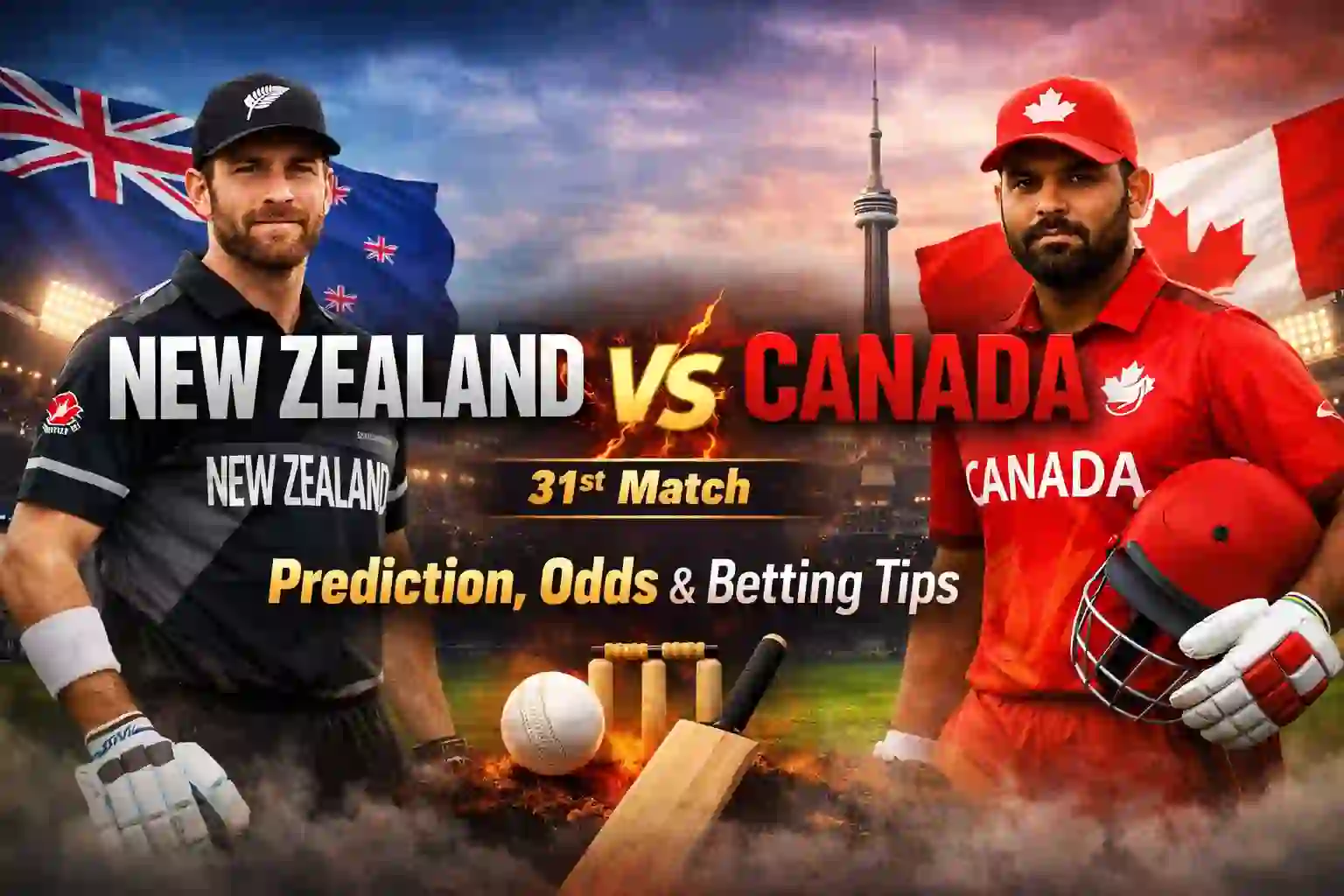 New Zealand vs Canada, 31st Match,Prediction, Odds & Betting Tips