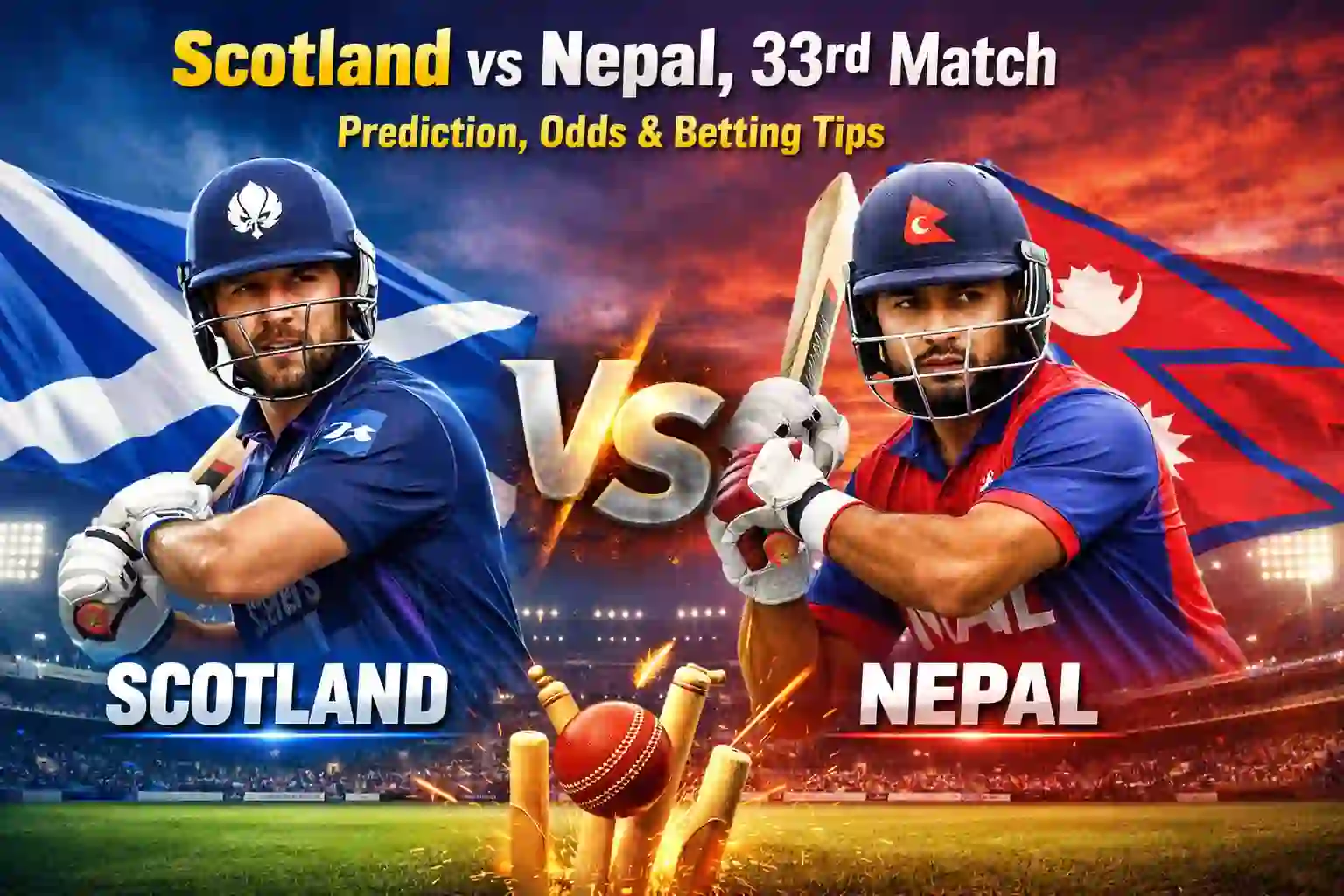 Scotland vs Nepal, 33rd Match, Prediction, Odds & Betting Tips