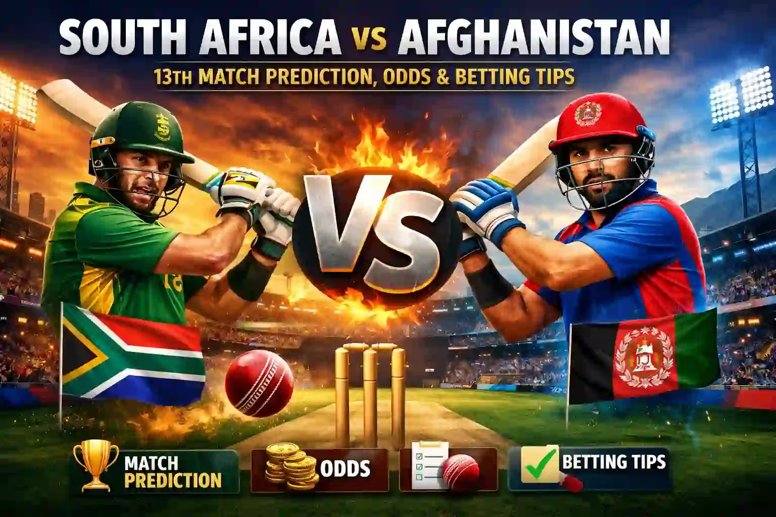 South Africa vs Afghanistan 13th Match Prediction, Odds & Betting Tips