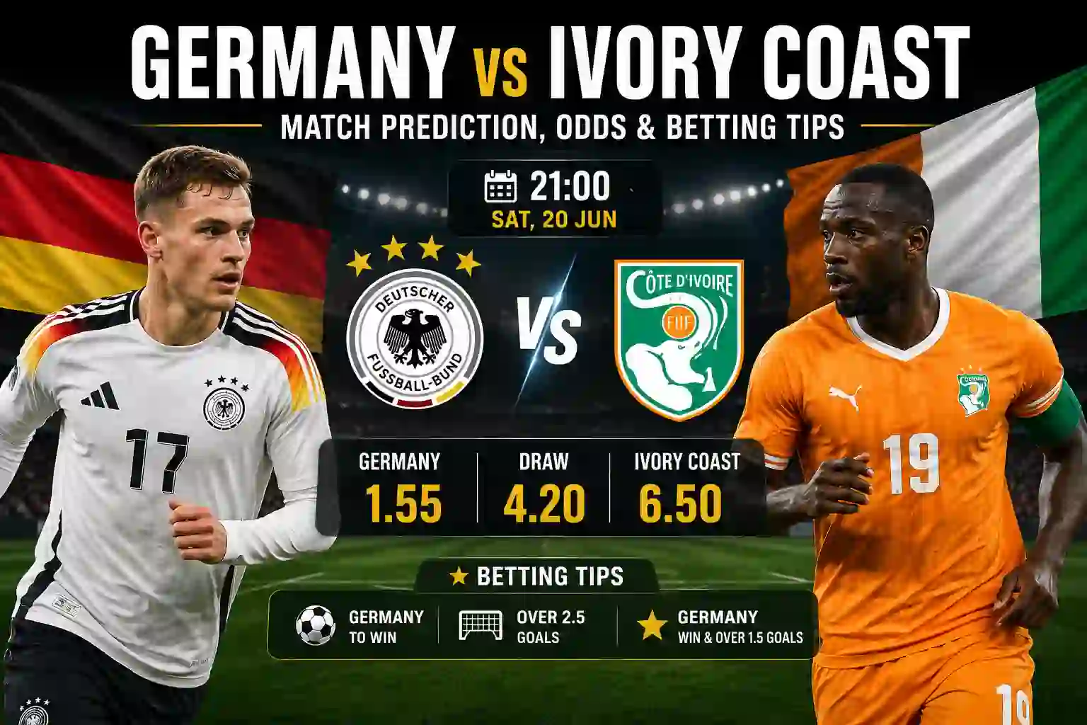 Germany vs Ivory Coast Match Prediction, Odds & Betting Tips