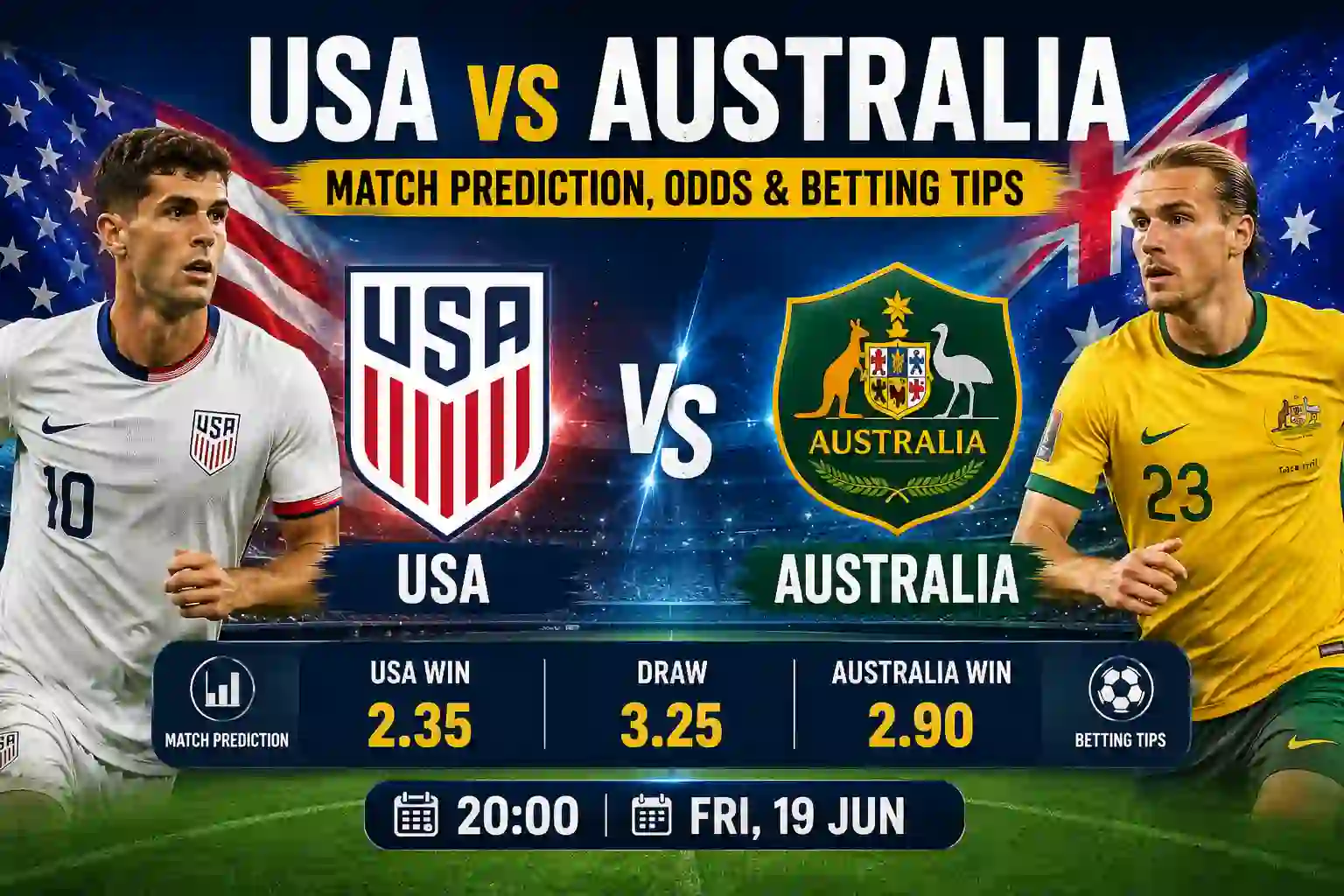 USA vs Australia Match Prediction, Odds & Betting Tips