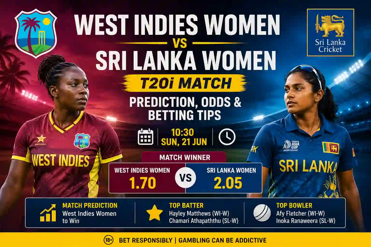 West Indies Women vs Sri Lanka Women T20I Match Prediction, Odds & Betting Tips