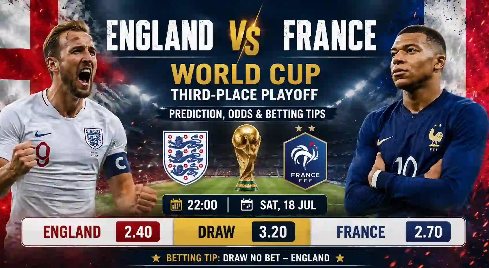 England vs France World Cup Third-Place Playoff Prediction , Odds & Betting Tips