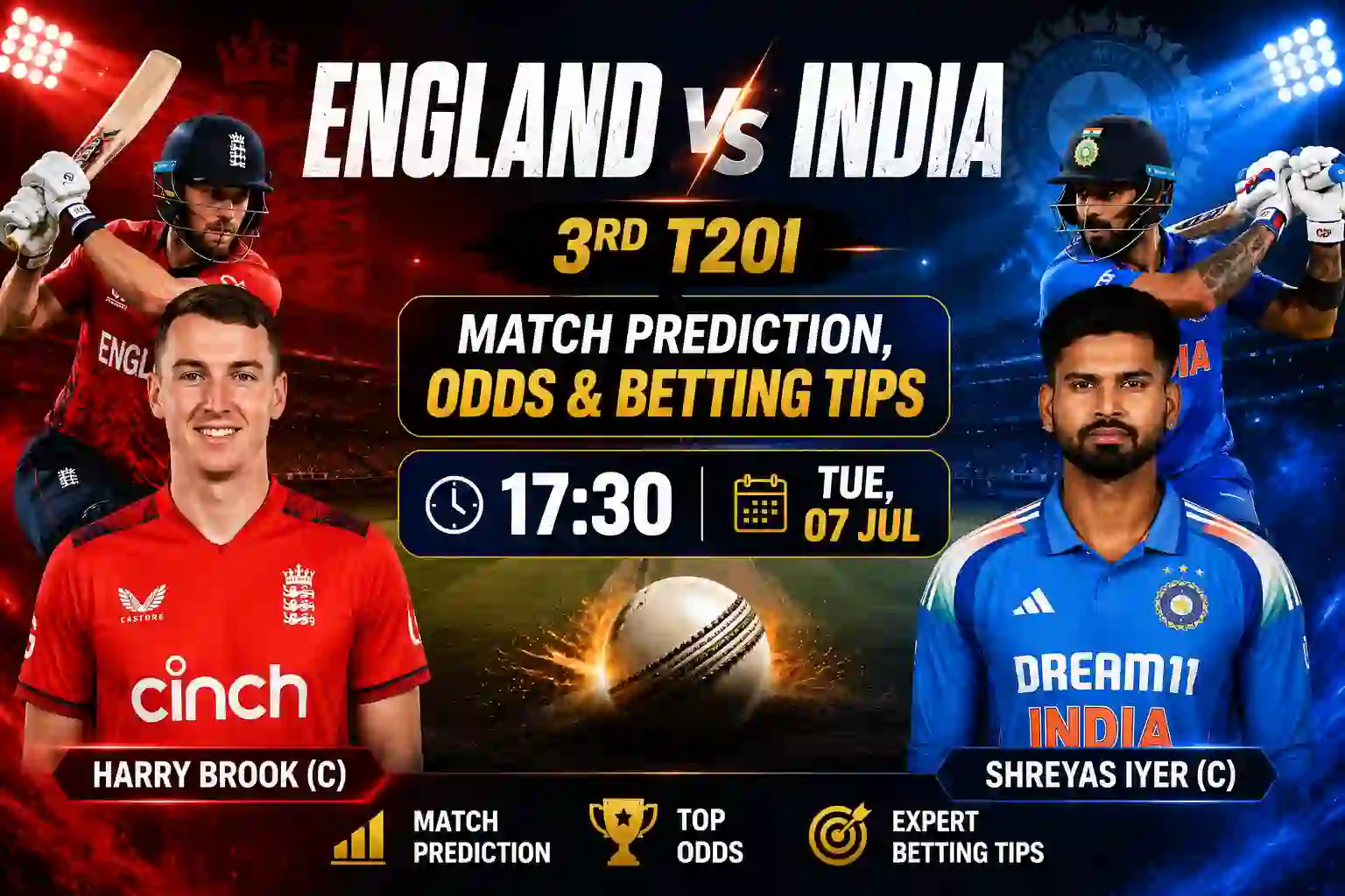 England vs India 3rd T20i Match Prediction, Odds & Betting Tips