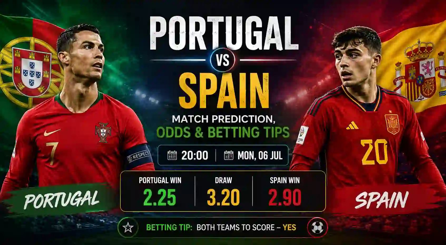 Portugal vs Spain Match Prediction, Odds & Betting Tips