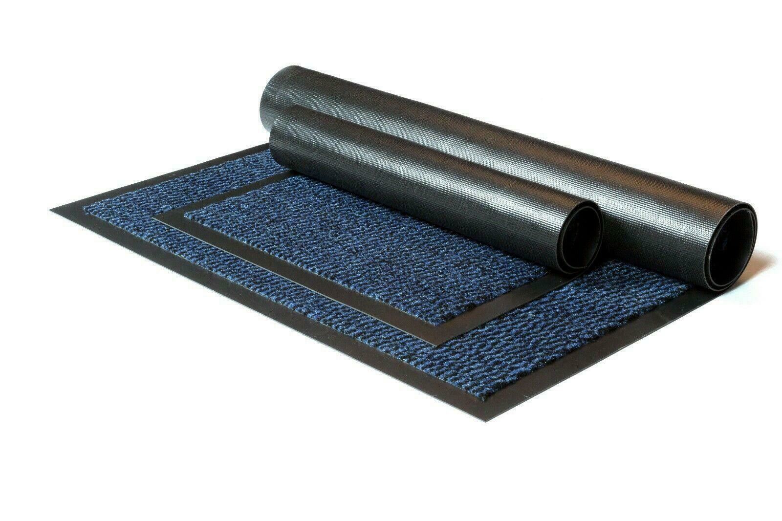 Blue Non-Slip Door Mat Entrance Barrier Rubber Back Washable Floor Heavy  Duty