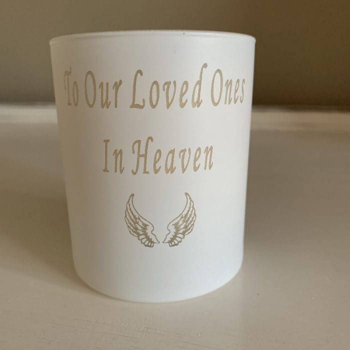 Personalised candle angel wings