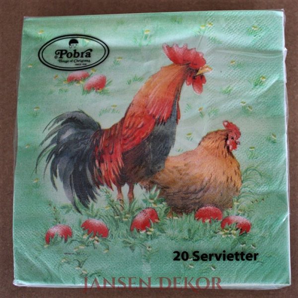 Påske servietter hane & høne - JansenDekor