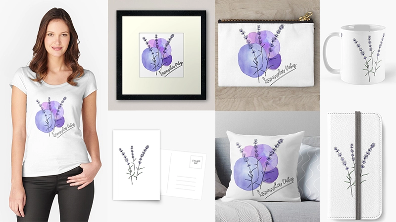 Lavander Vibes, fleur de lavande, création de design pour la saison de l'été, shop les produits sur Redbubble - Audrey Janvier 2024