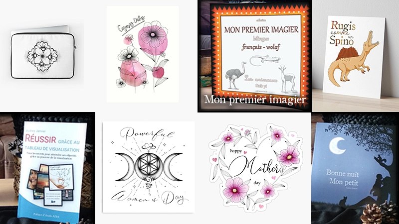 Portfolio d'Audrey Janvier, illustration, animation 3d, photographie, livres, activités, collections de produits positifs, inspirants