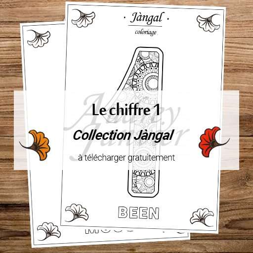 coloriage mandala du chiffre 1, un, been en wolof - collection Jàngal d'activités manuelles et de loisirs créatifs pour les enfants autour des nombres pour apprendre à compter.