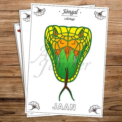 coloriage mandala du Serpent, Jaan en wolof - collection Jangal d'activités manuelles et de loisirs créatifs