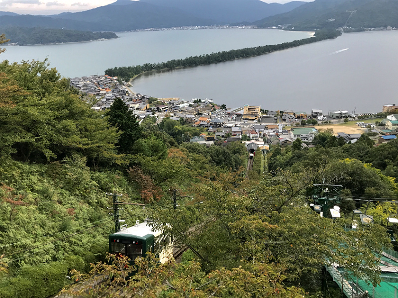 Amanohashidate set fra udsigtspunktet Kasamatsu Park