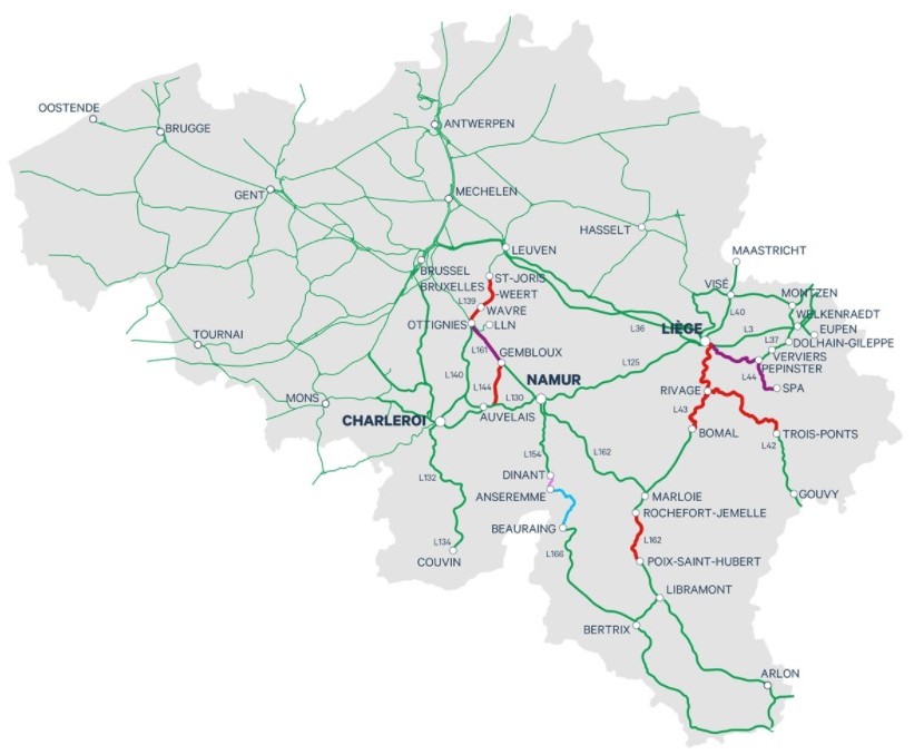 Infrabel kaart met verstoord netwerk