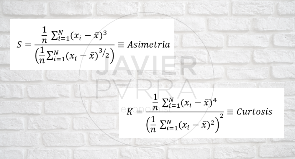 fórmula curtosis y fórmula asimetría