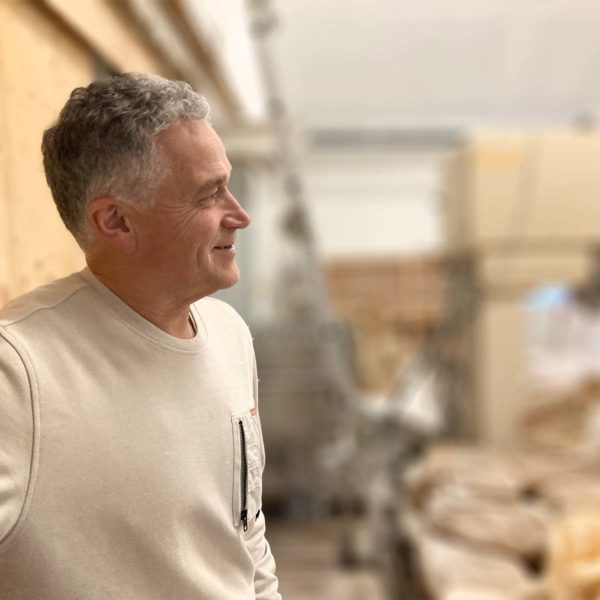 Kristian Andersen, organic farmer and miller in his stone mill on Fyn, Denmark.